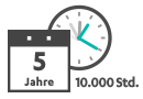 Calendar next to a clock icon with text that reads: 10,000 Std.