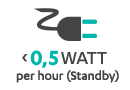 0,5 Watt per hour plug in standby mode icon
