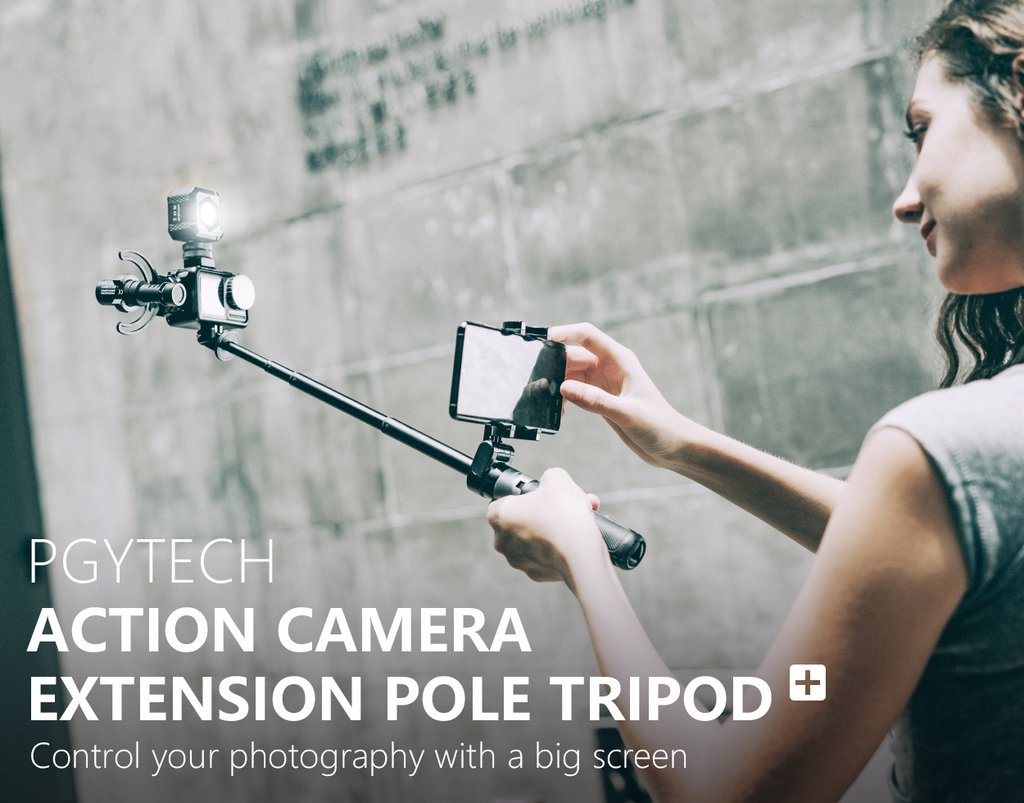 PGYTECH Action Camera Hard-shell Protective Case hung on a backpack
