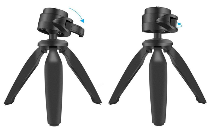 Two tripods with one having the mechanism pulled and the other having the mechanism in place