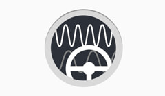 a round steering logo