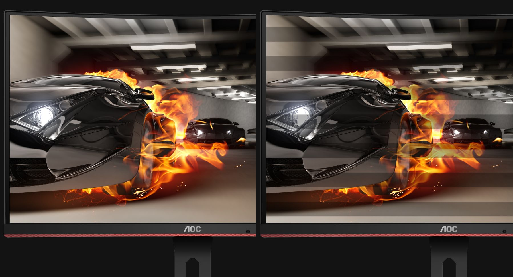 two images showing different effect between flicker free on and off