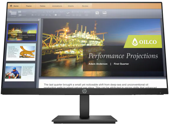 monitor with a PPT screenshot as screen