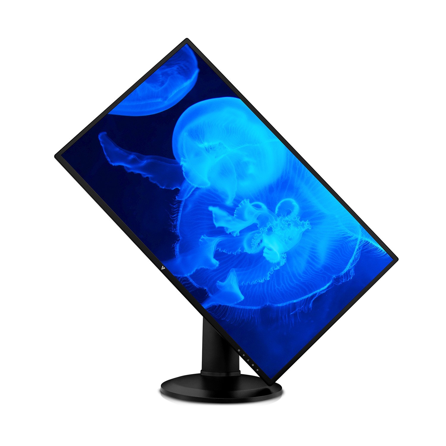 a blue Jellyfish as screen of the monitor, showing different angle of the monitor