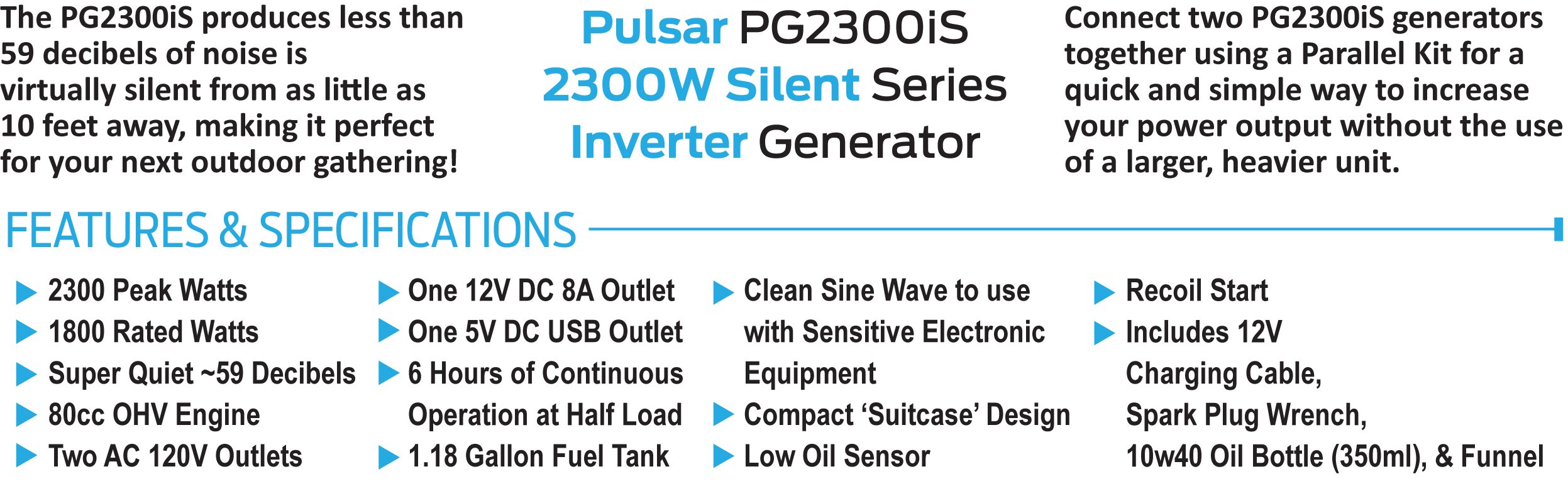 Pulsar PG2300iS 2,300W Rated Watts Closed Frame Diesel-Powered Generator