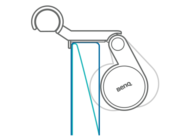 side view black-and-white diagram of a mounted BenQ ScreenBar