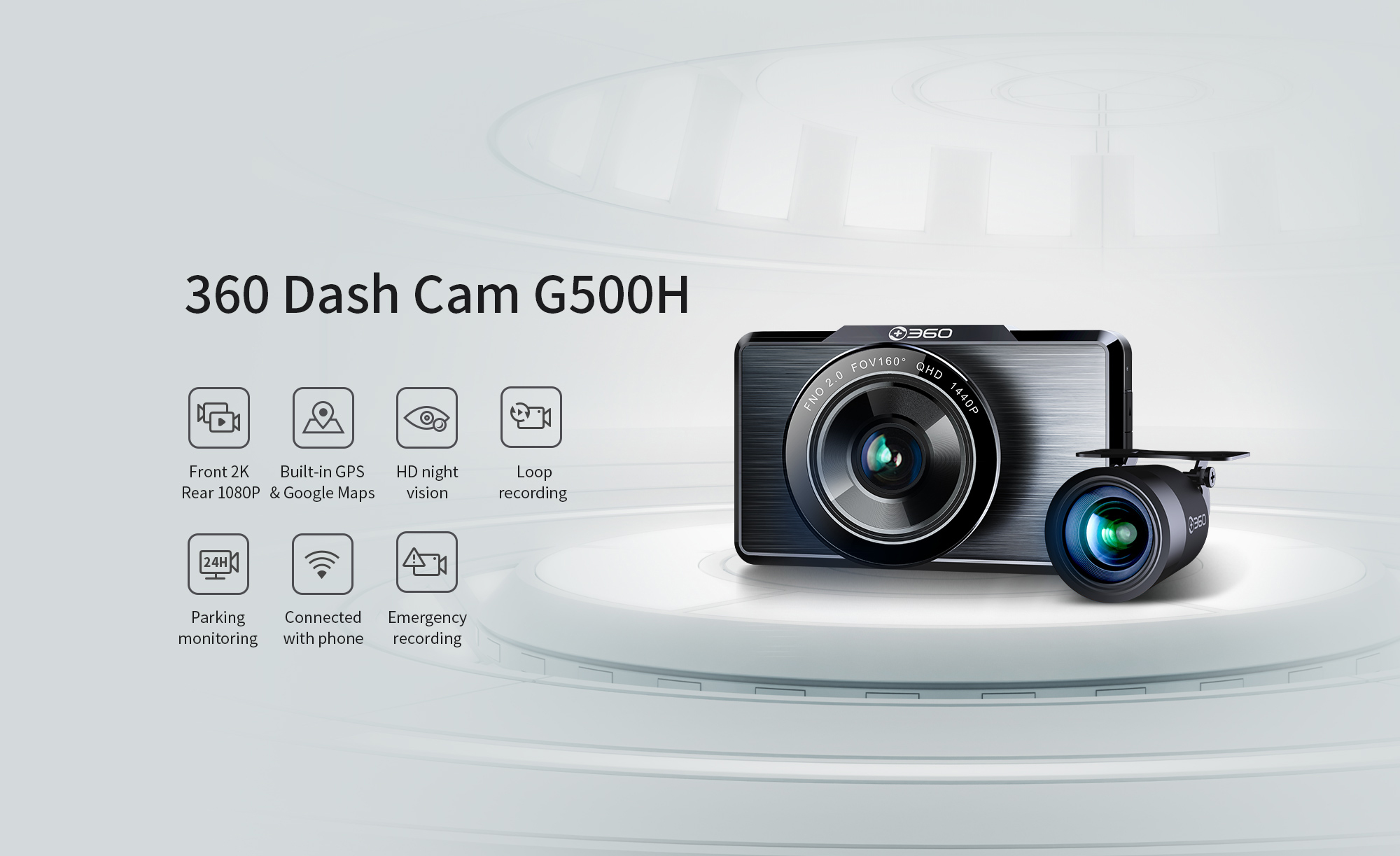 Dash Cameras 360 Dash Cam G500h 360 G500H Premium 2K Dual Dash Cam