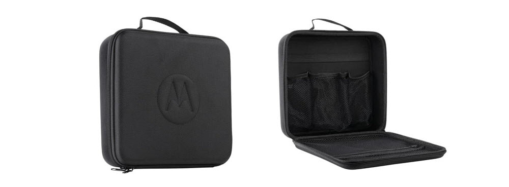 front view and internal view of Motorola TALKABOUT Series Molded Soft Carry Case