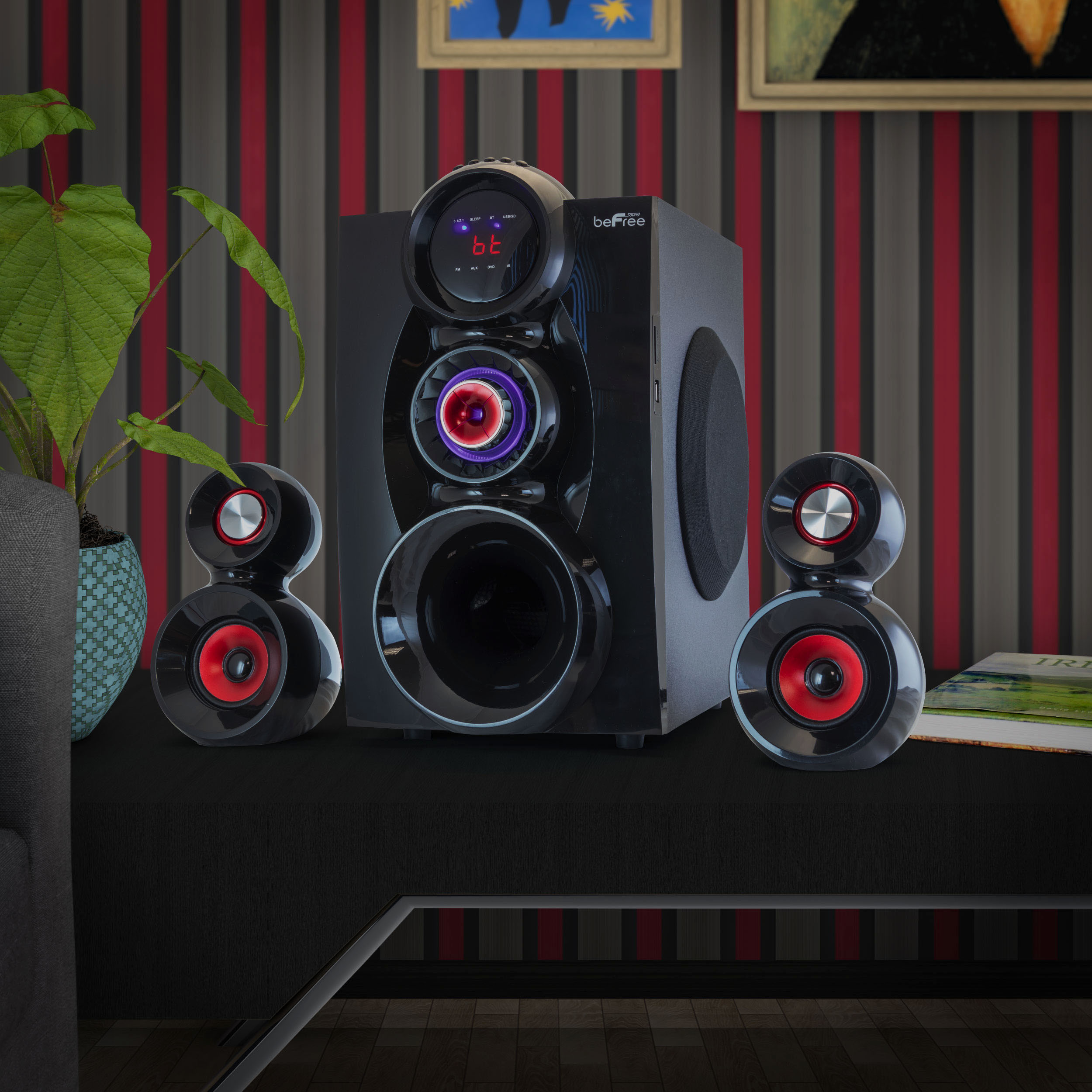 BeFree Sound 2.1 Channel Surround Sound Bluetooth Speaker System