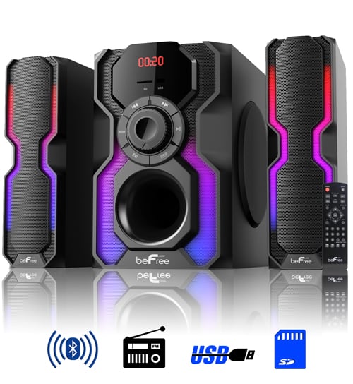 BeFree Sound BFS-A102 2.1 Channel Bluetooth Multimedia Wired Speaker facing forward