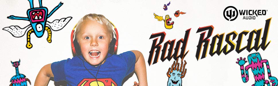 Wicked Audio Rad Rascal Wired Kid Safe Headphones