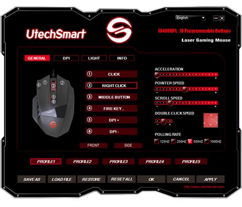 Laser precision MMO gaming mouse With 16400DPI
