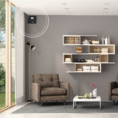 HiBoost Home 10K Installed in the top corner of a living room