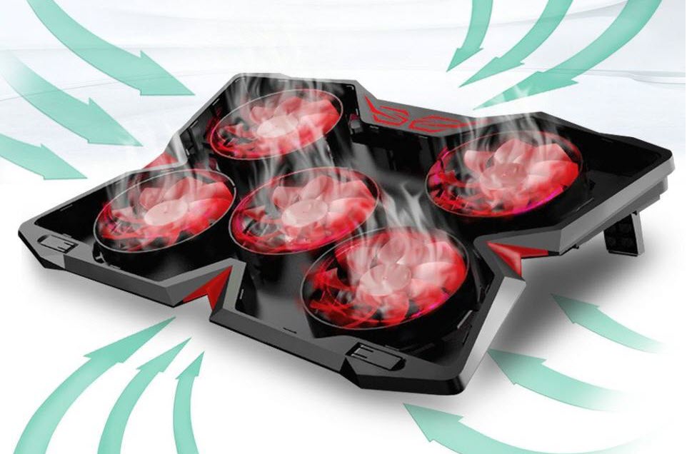 five fans spinning on Vanble Laptop Cooler 