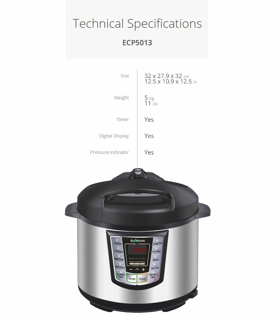 Ecohouzng Autocuiseur électrique 6,3 pte ECP5013 (EA1)