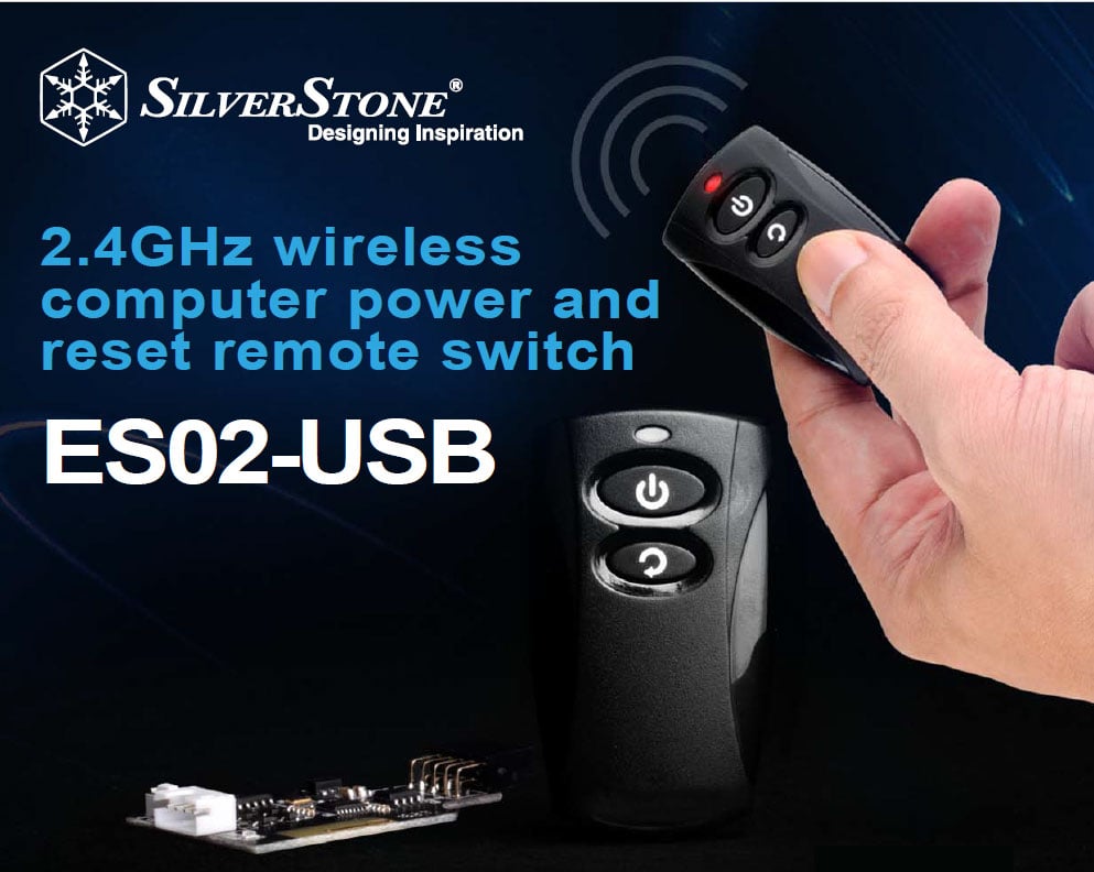 Silverstone 2.4g Wireless Remote Computer Power/Reset Switch, USB 2.0 9-Pin Interface