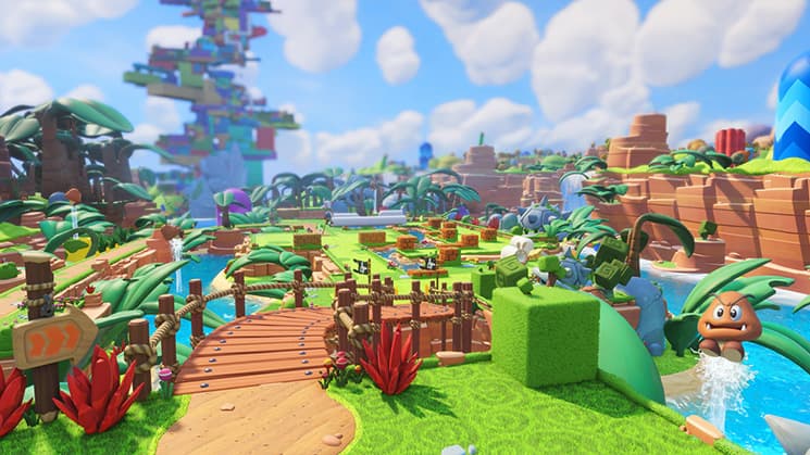 screenshot for Mario and Rabbids Kingdom Battle showing the 1st level's landscape