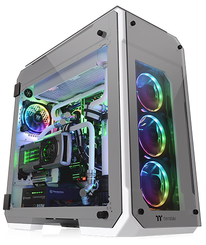 Thermaltake View 71 Fully Loaded with RGB-Lit Components, Angled to the Right