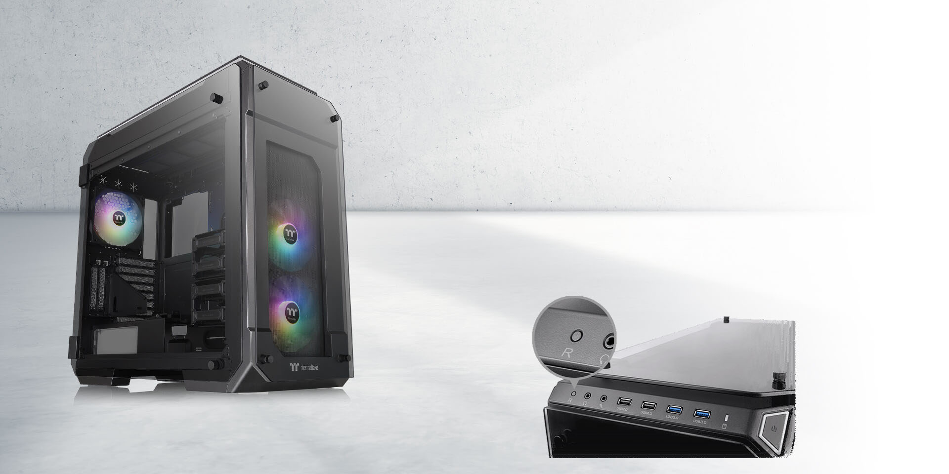 View 71 TG ARGB angled to right showing its three ARGB fans