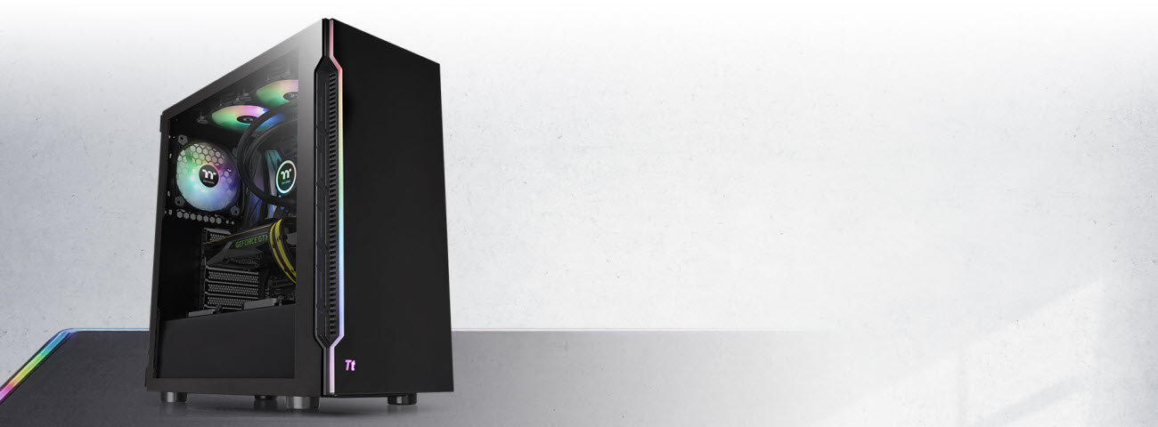 Thermaltake H200 TG RGB ATX Mid Tower Case angled to right