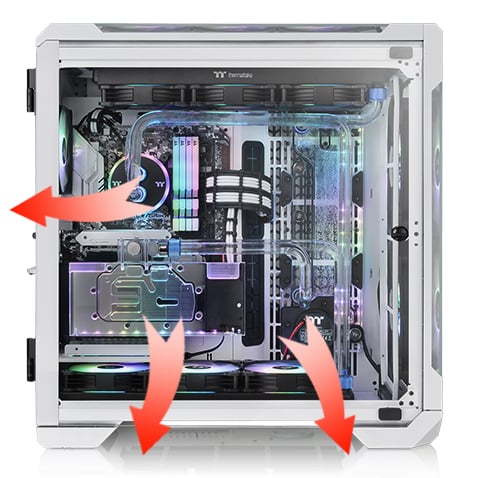 Thermaltake View 51 Snow Motherboard Sync ARGB E-ATX Full Tower Gaming  Computer Case with 2 200mm ARGB 5V Motherboard Sync RGB Fans + 140mm Black  Rear