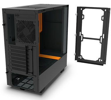 NZXT H500 Overwatch Computer Case with the side panel and front panel removed