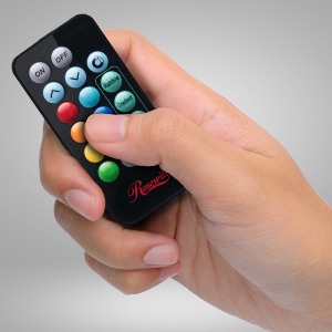 Hand Holding a Rosewill Remote