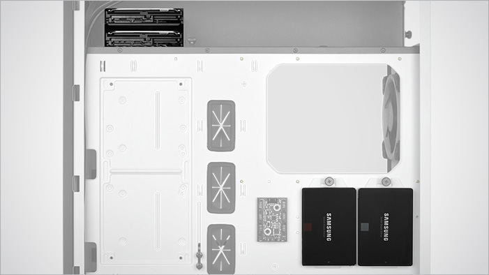 rear storage inside of the Rosewill PRISM S case