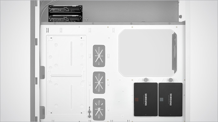 rear storage inside of the Rosewill PRISM S-LITE case