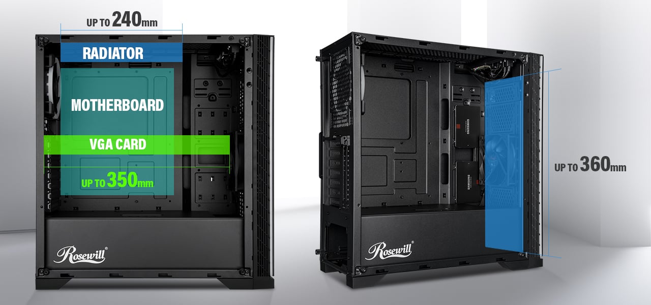 screenshot of the detail of the rosewill case. and the size of the case