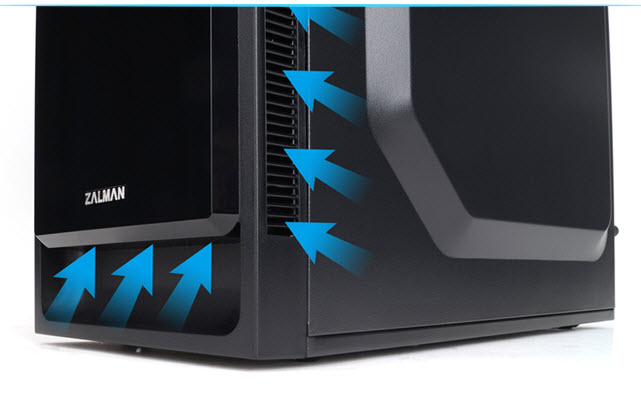 front ventilations holes with arrows showing the airflow