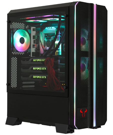 Riotoro Case Completely Loaded with Fans and Glowing Graphics Cards