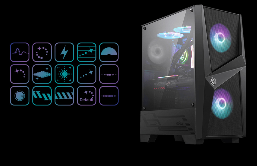  Buy MSI MAG Forge 100R Gaming PC Case - Black, ATX/M-ATX/Mini-ITX Compatible, Tempered Glass, Magnetic Dust Filter, Mystic Light RGB, 3X 120mm Fans