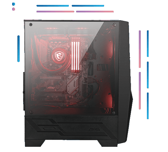 MSI (Micro Star) MAG-FORGE-100M-LITE Open Box MSI MAG series FORGE 100M  LITE Mid-Tower PC gaming case tempered glass - BLACK