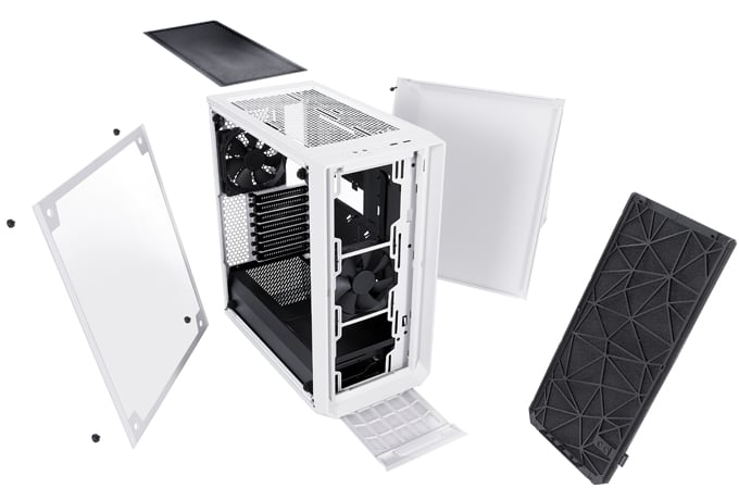Fractal Design Meshify C White - White Steel / Tempered Glass ATX Mid Tower  High-Airflow Compact Clear Tempered Glass Computer Case