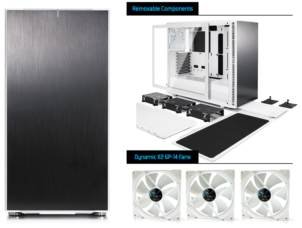Define S2 front view and removable components and three fans