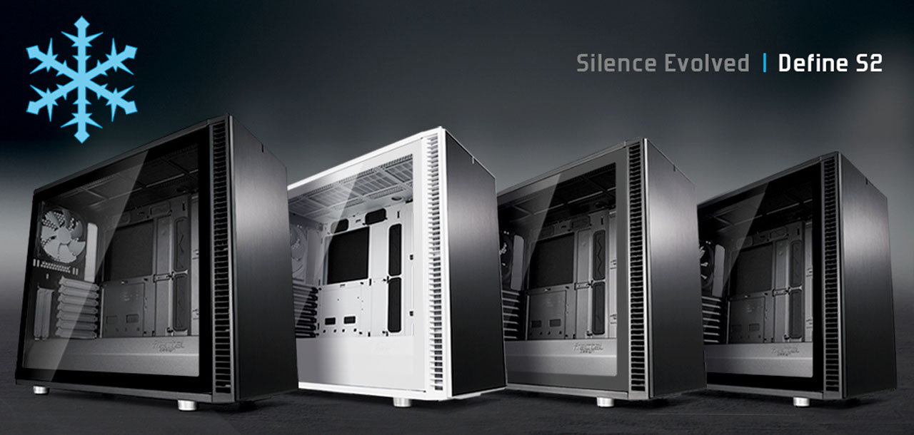Fractal Design Define S2 Side view of four different colors