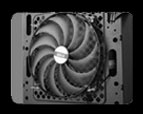 140mm fan installed in front of the DIYPC Cuboid-R Case