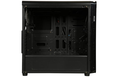 DIYPC VisionII-BG Case Facing to the Right with Its Tempered-Glass Side Panel Removed