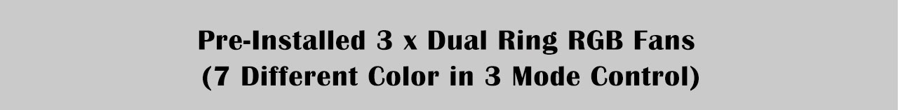 Pre-Installed 3 x Dual Ring RGB Fans (7 Different Colors in 3 Mode Control)