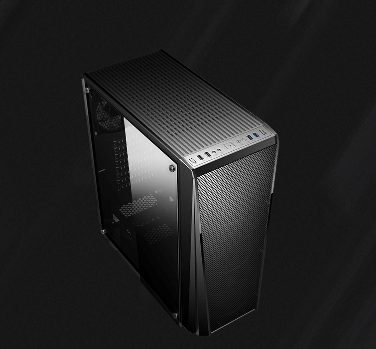 DIYPC VX-RGB Case Angled Down to the Right