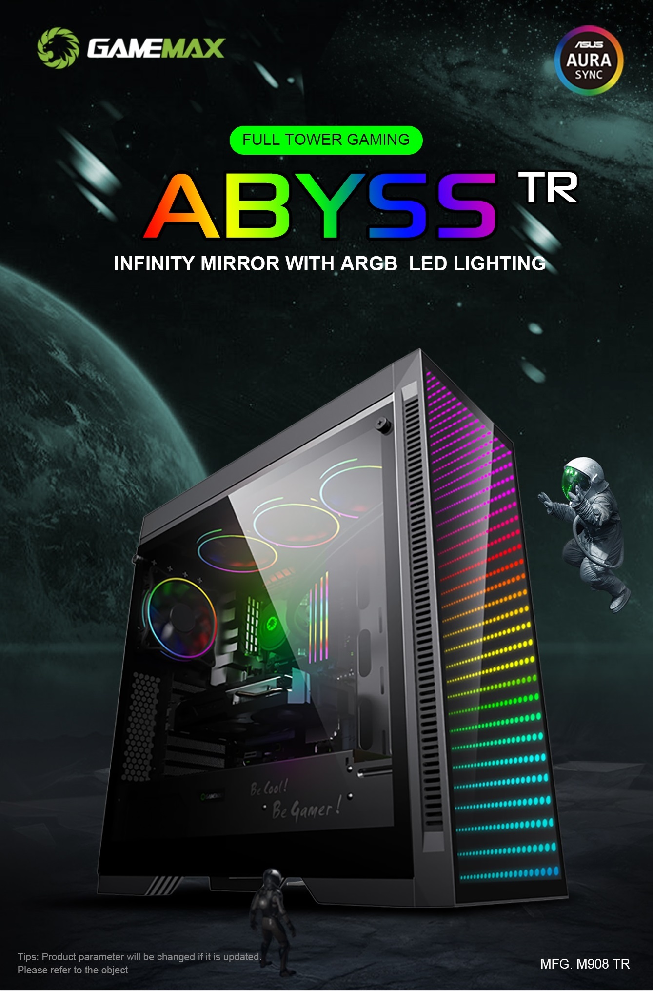 NeweggBusiness - Open Box: GAMEMAX Abyss TR Black Steel / Tempered Glass  ATX Full Tower Gaming Computer Case w/ 1 x 120mm ARGB LED Fan x Rear  (Pre-Installed)