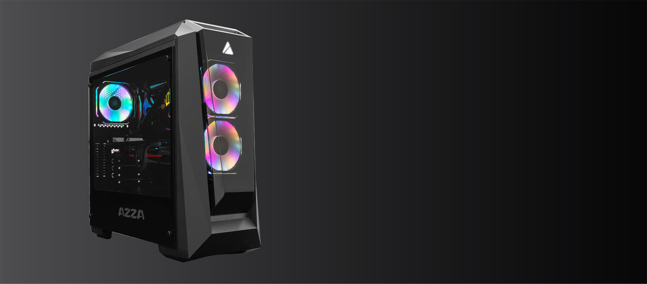 AZZA Chroma 410B ATX Mid Tower case angled to right