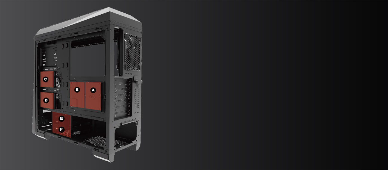 a diagram of the storage mounting positions on AZZA Chroma 410B