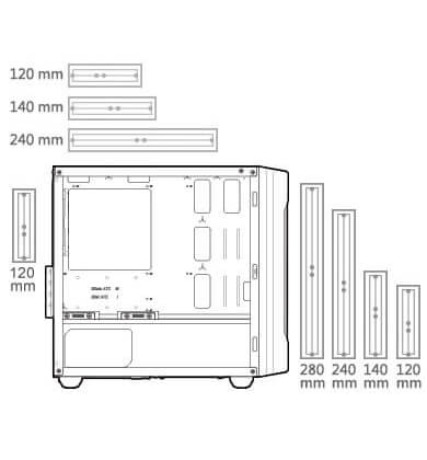 diagram of water cooling radiators support