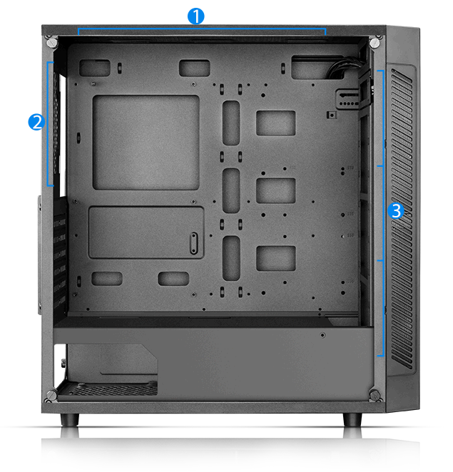 MATREXX 55 case facing tot he right with its side panel removed