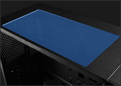 Blue area showing the dust filter on top of the MATREXX 55 case