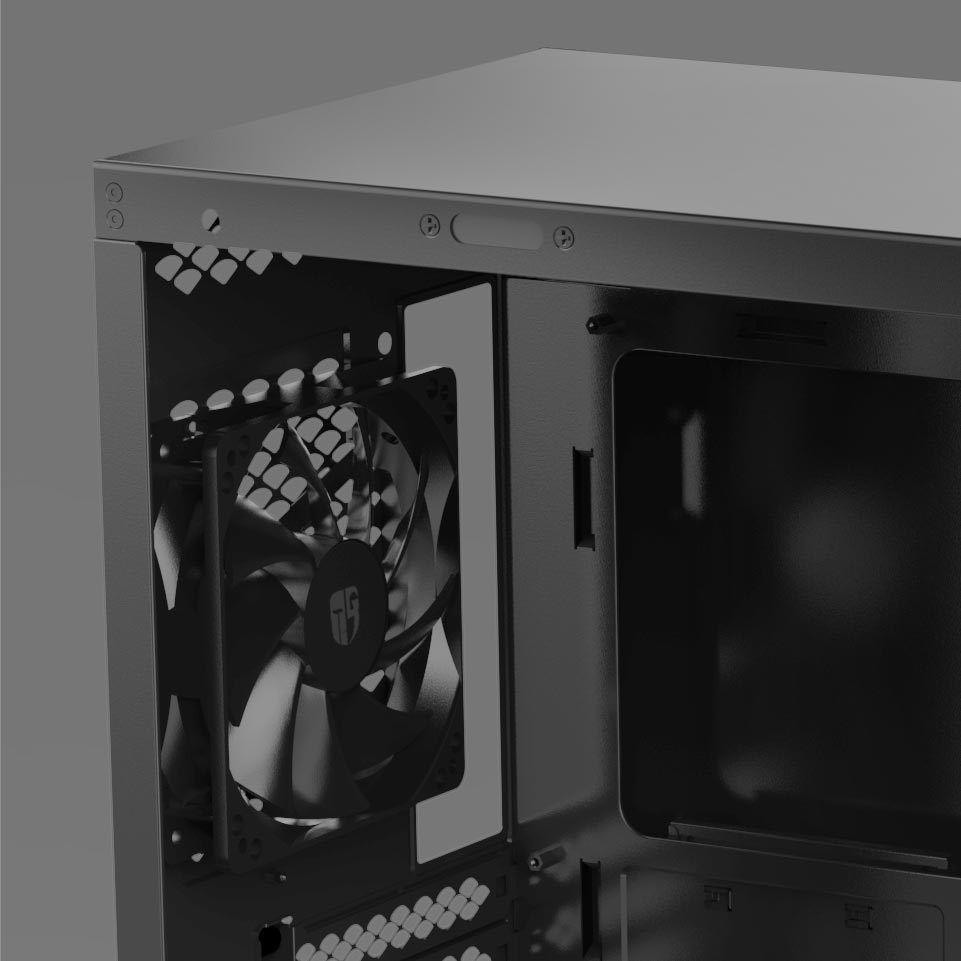 A 120mm black fan is included at the rear of the case.