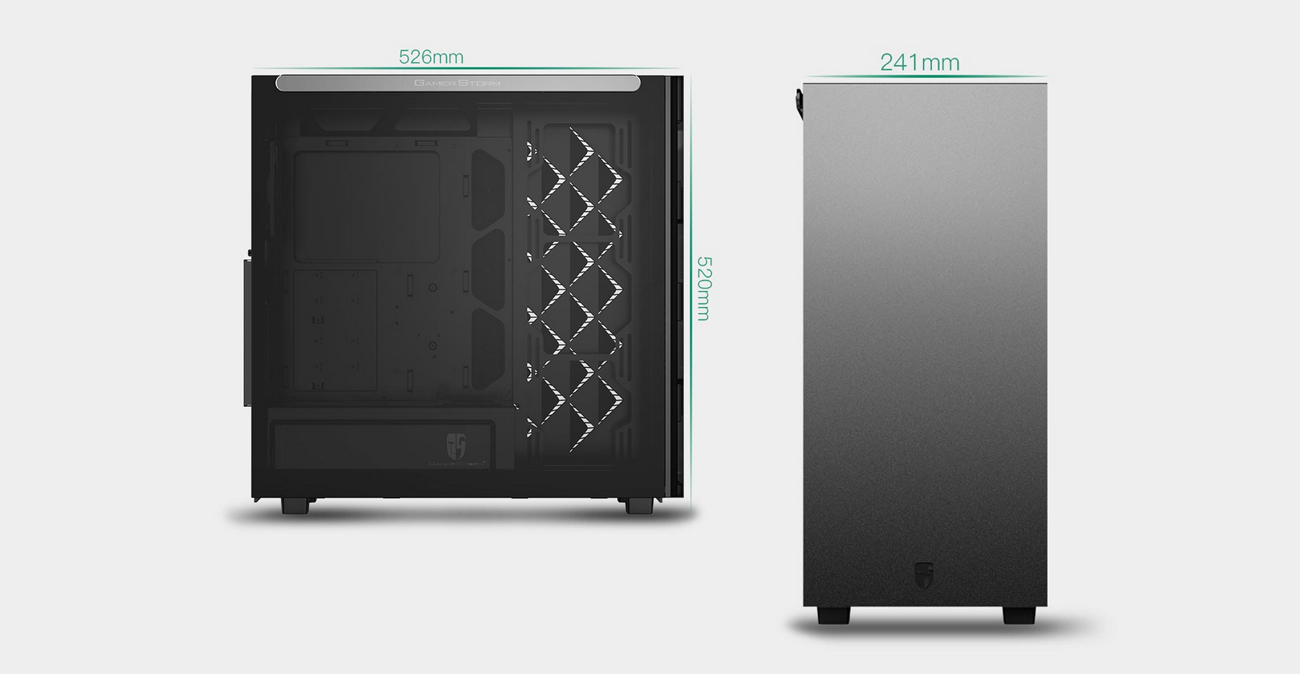 CASE front and side DIMENSIONS