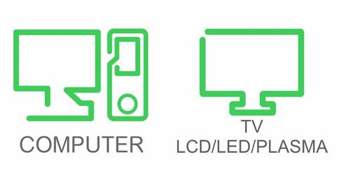 Two icons with one computer and the other LCD/LED/Plasma TV